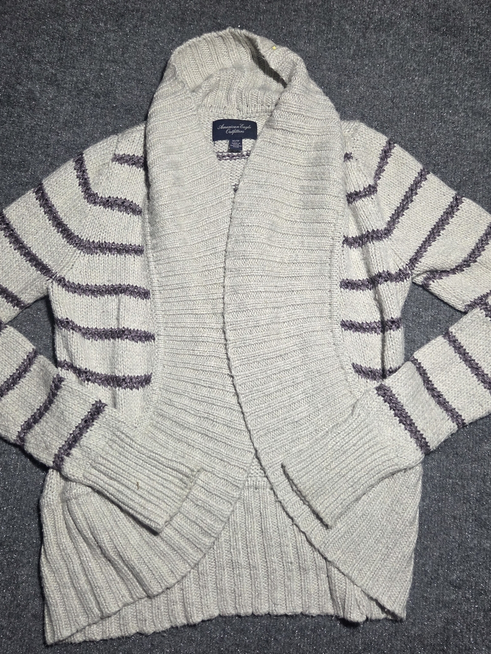 American Eagle Outfitters Striped Open Front Shawl Collar Cardigan Sweater Women